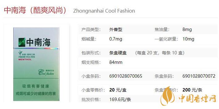 2021中南?？崴L(fēng)尚價(jià)格和圖片一覽 中南?？崴L(fēng)尚多少錢(qián)一包